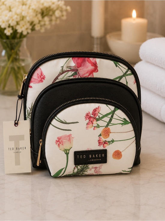 Ted Baker Handbags - Ted Baker White Floral Cosmetic 3Pc Bag Set NWT